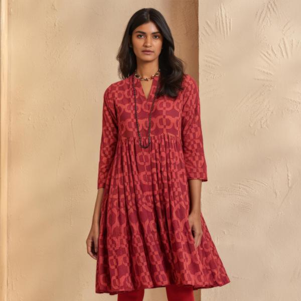 Floral Printed V-Neck A-line Kurta With Palazzos