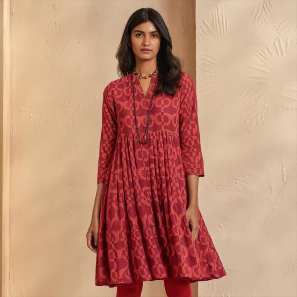 Floral Printed V-Neck A-line Kurta With Palazzos