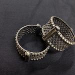 Antique Oxidized Silver Floral Cuff Bangles